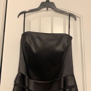 White House Black Market black strapless satin dress - never worn, great detail